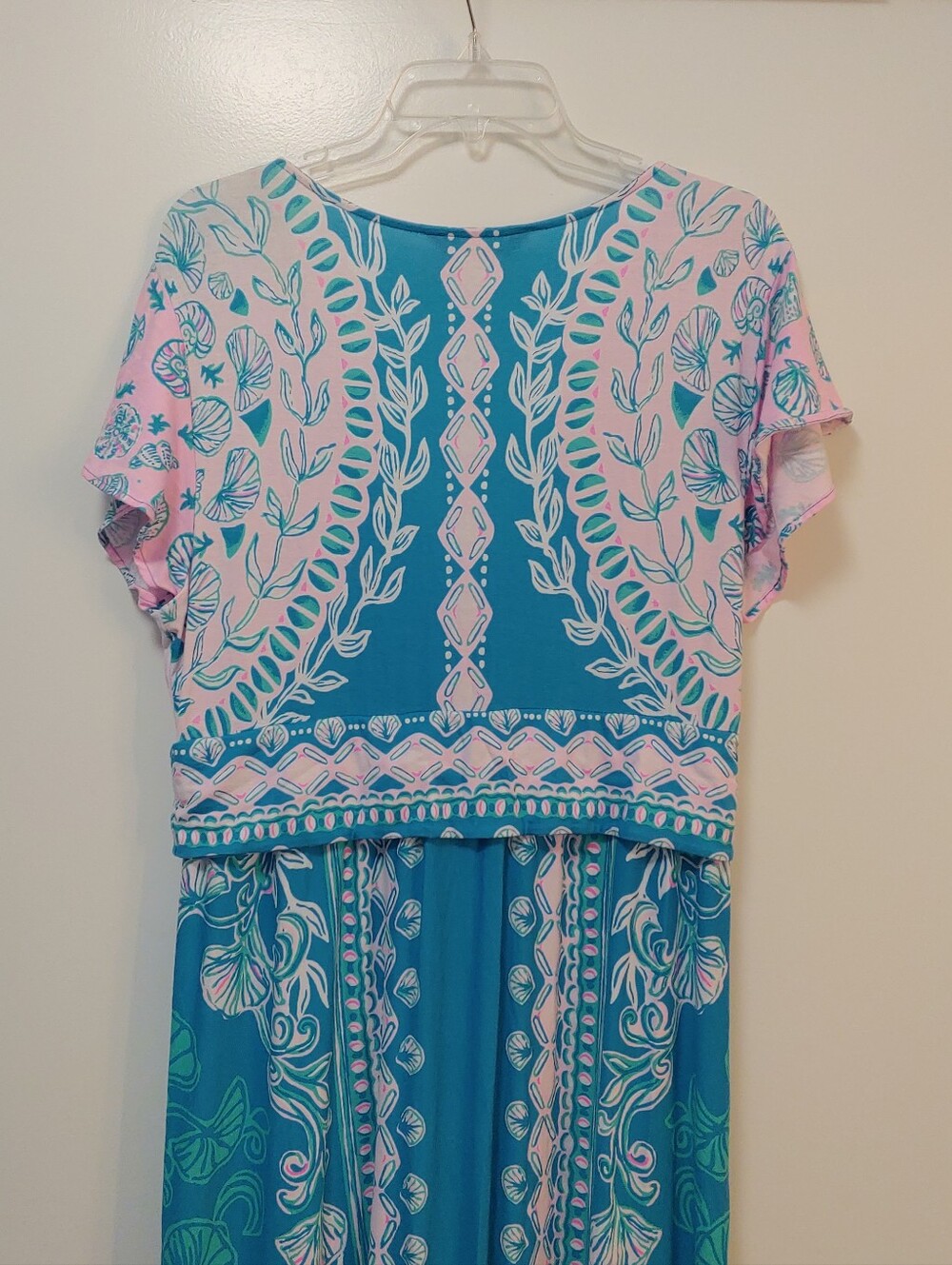NWOT New Lilly Pulitzer Dress Pink Turquoise Aqua Esmarella Maxi Dress Size XL - Picture 14 of 16